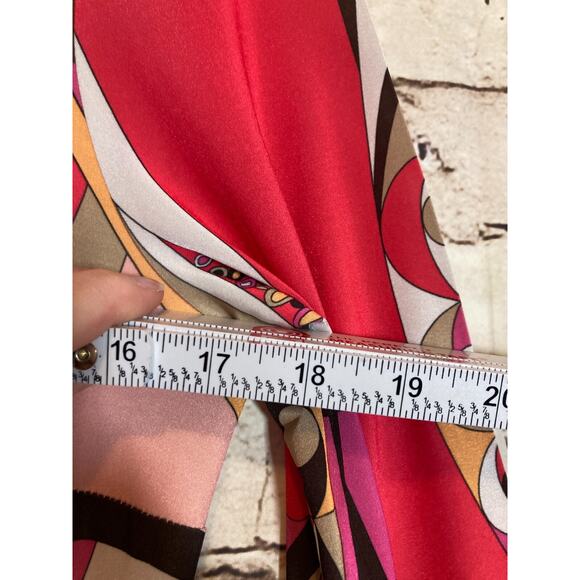 Etcetera Midi Dress Womens 6 Pink Retro Florals Shift Long Sleeve Stretch - Picture 12 of 15